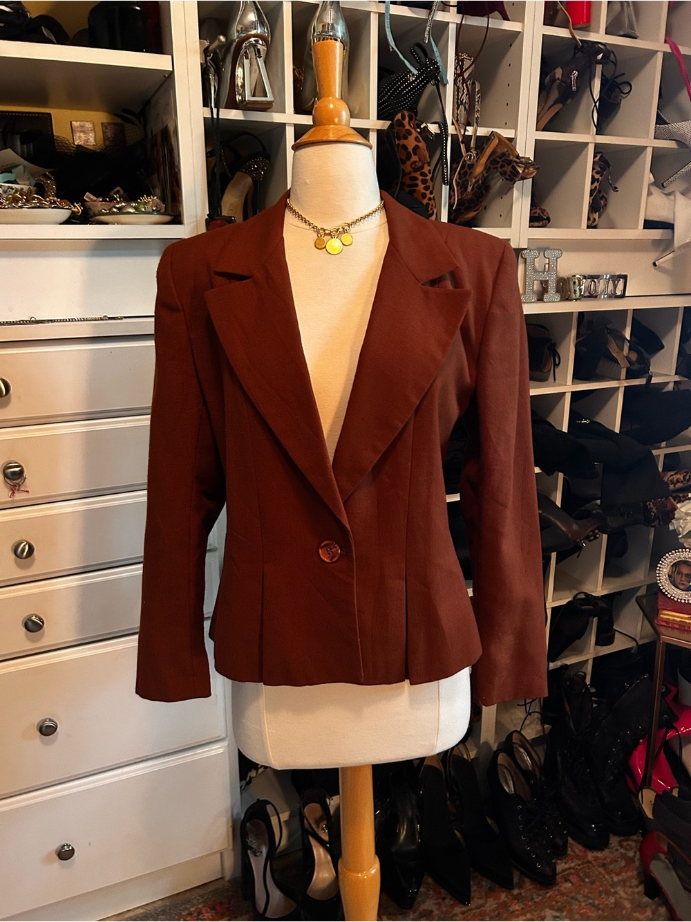 Women's Tailored Brown Blazer Jacket